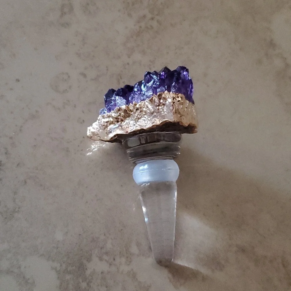 Genuine Amethyst Crystal Bottle Stopper nwot
